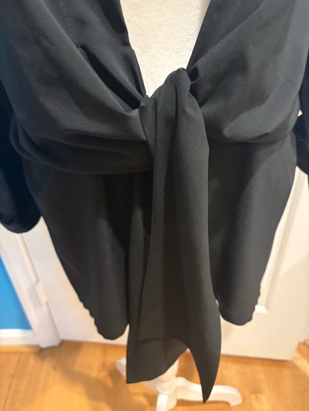 Joseph Ribkoff tie open front jacket cardigan sz M black - Picture 2 of 6